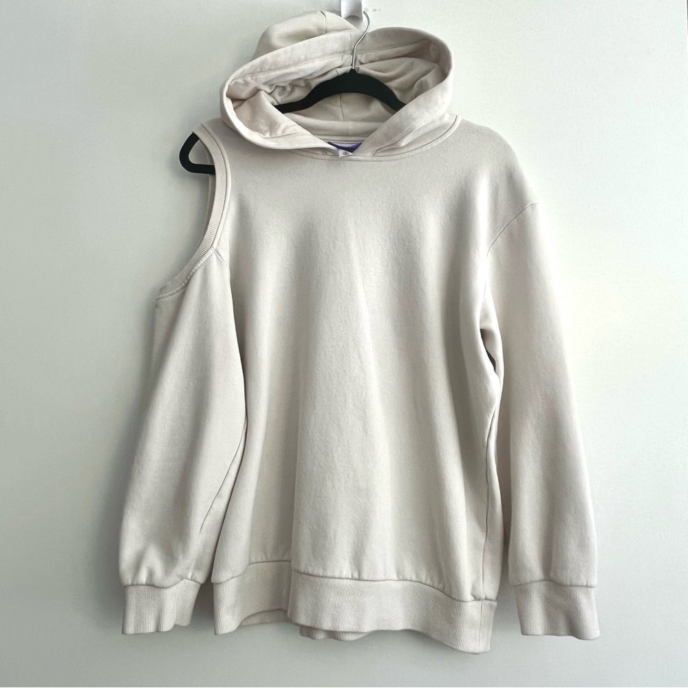 Future Collective Cream One-Shoulder Hoodie Small